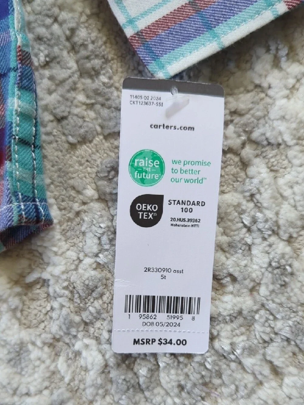 NWT Carter's Plaid Button-Down Shirt Size 5T